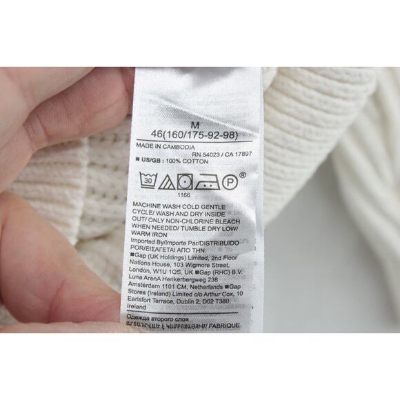 Banana Republic Snow Day Sweater Women Medium Ivory Ribbed Chunky Drop Shoulder - Picture 7 of 9